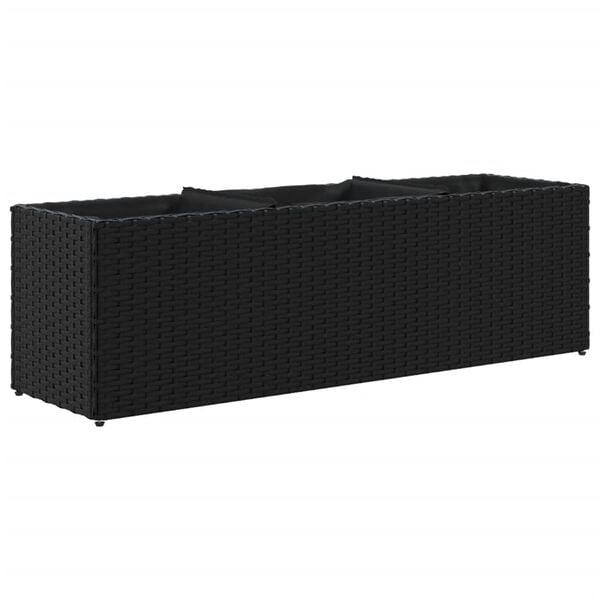 vidaXL Garden Planter with 3 Pots Black 105x30x32 cm Poly Rattan