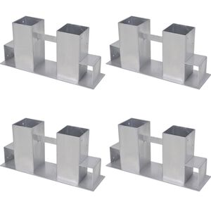 vidaXL Firewood Stacking Aids 4 pcs Steel Silver