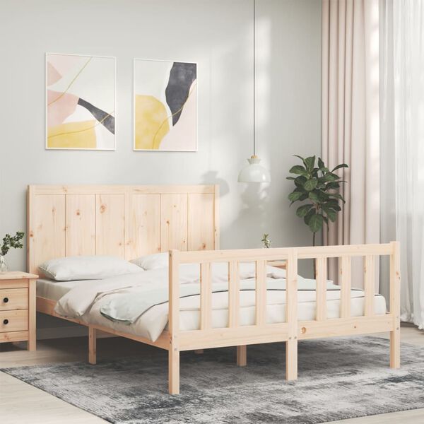 vidaXL Bed Frame without Mattress 140x190 cm Solid Wood Pine