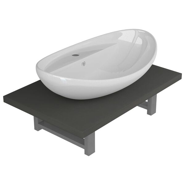 vidaXL Two Piece Bathroom Furniture Set Ceramic Grey