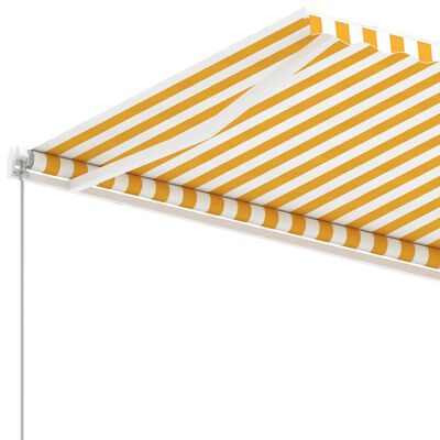 vidaXL Freestanding Manual Retractable Awning 450x300 cm Yellow/White