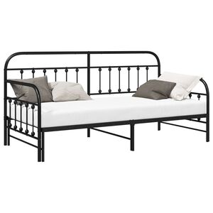 vidaXL Daybed Frame Black 90 x 200 cm Powder-Coated Steel
