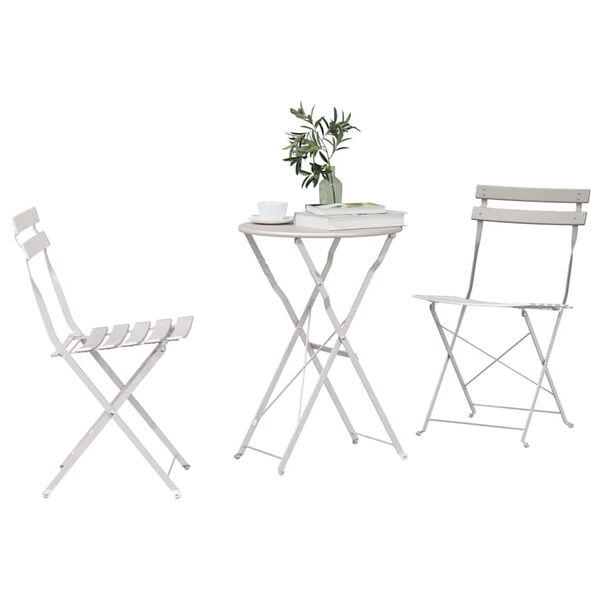 vidaXL Folding Bistro Set 3 pcs Beige Steel