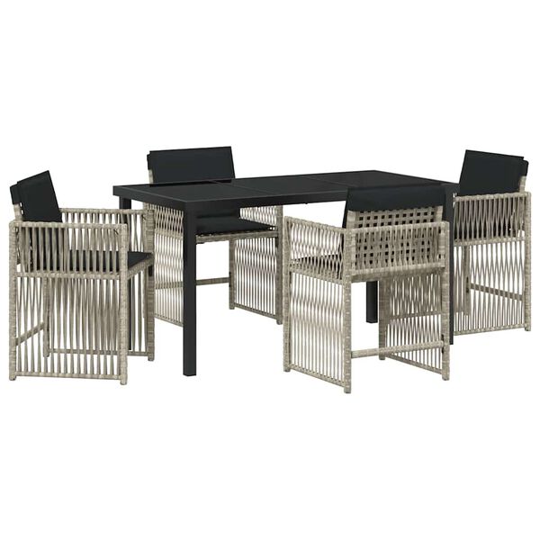 vidaXL Garden Dining Set 5 pcs Light Grey Poly Rattan