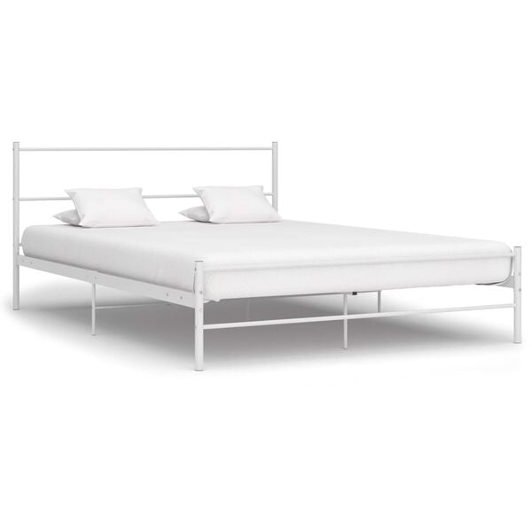 vidaXL Bed Frame without Mattress White Metal 120x200 cm
