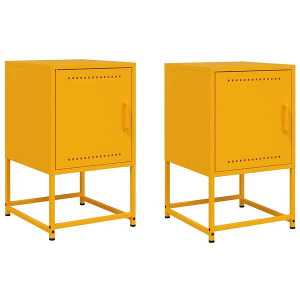 vidaXL Bedside Cabinets 2 pcs Mustard Yellow 36x39x60.5 cm Steel