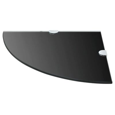 vidaXL Corner Shelf with Chrome Supports Glass Black 35x35 cm