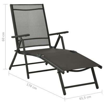vidaXL 3 Piece Garden Lounge Set Textilene and Aluminium Black