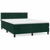 vidaXL Box Spring Bed with Mattress Dark Green 140x190 cm Velvet