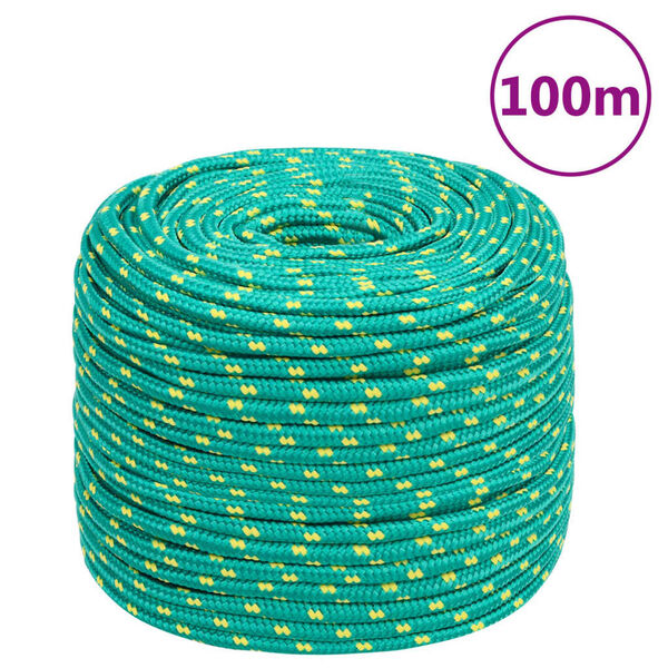 vidaXL Boat Rope Green 8 mm 100 m Polypropylene