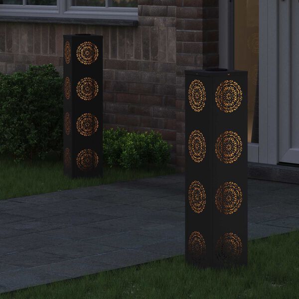 vidaXL Solar LED Pathway Light 2 pcs Black Cold Rolled Steel