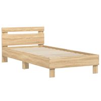 vidaXL Bed Frame with Headboard Sonoma Oak 75x190 cm Small Single Engineered wood