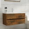 vidaXL Sink Cabinet Smoked Oak 90x38.5x45 cm Engineered Wood
