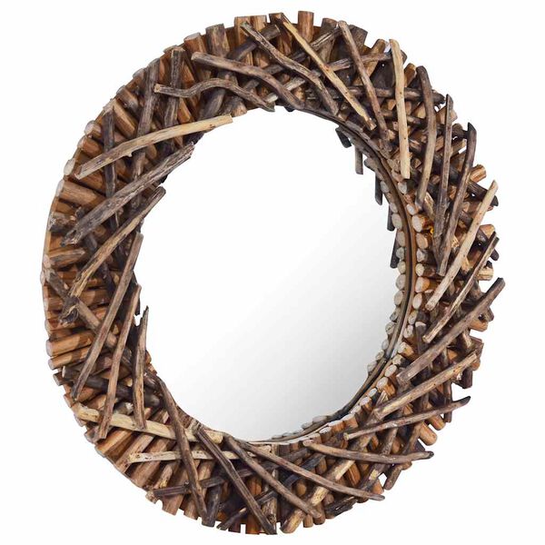 vidaXL Wall Mirror 60 cm Teak Round