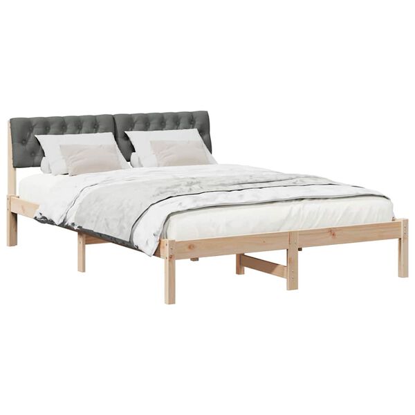 vidaXL Bed frame Brown and dark grey 140 x 200 cm Solid pine wood
