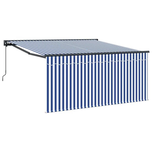 vidaXL Retractable Awning Manual Blue and White 300 x 250 cm