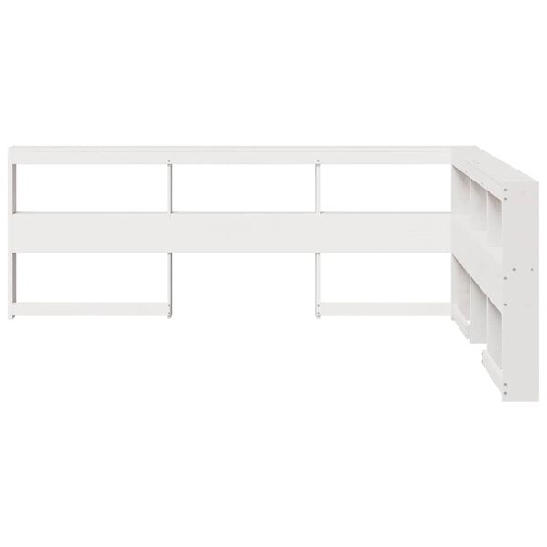 vidaXL Bookcase Headboard L-Shaped White 140 cm Solid Wood Pine