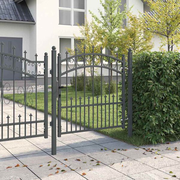 vidaXL Fence Gate with Spikes Grey 100 x 100 cm Powder-coated steel