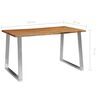 vidaXL Dining Table 140x80x75 cm Solid Acacia Wood and Stainless Steel