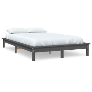 vidaXL Bed Frame without Mattress Grey 140x200 cm Solid Wood