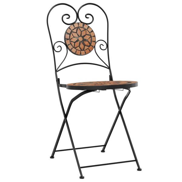 vidaXL Mosaic Bistro Set Terracotta Iron and Ceramic