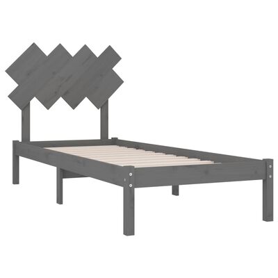 vidaXL Bed Frame Grey 90x200 cm Solid Wood
