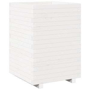 vidaXL Garden Planter White 50x50x72.5 cm Solid Wood Pine