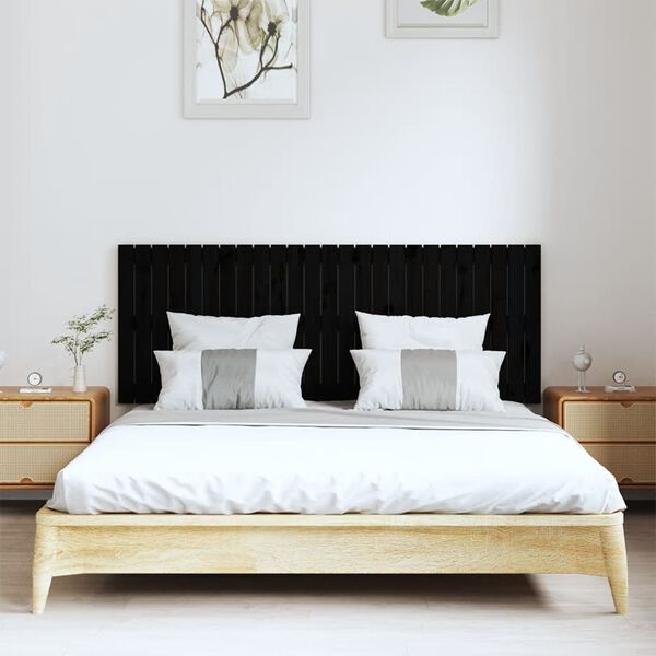 vidaXL Wall Headboard Black 159.5x3x60 cm Solid Wood Pine