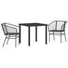 vidaXL Garden Dining Set 3 pcs Black Poly Rattan