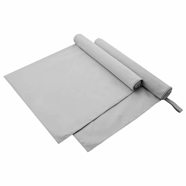 vidaXL Sports Towels 2 pcs Grey 180 x 90 cm Polyester and polyamide