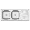 vidaXL Kitchen Sink with Double Sinks Silver 1200x500x155 mm Stainless Steel