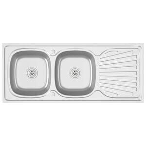 vidaXL Kitchen Sink with Double Sinks Silver 1200x500x155 mm Stainless Steel