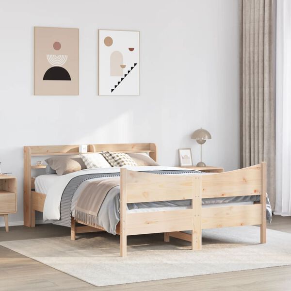 vidaXL Bed Frame with Headboard 160x200 cm Solid Wood Pine