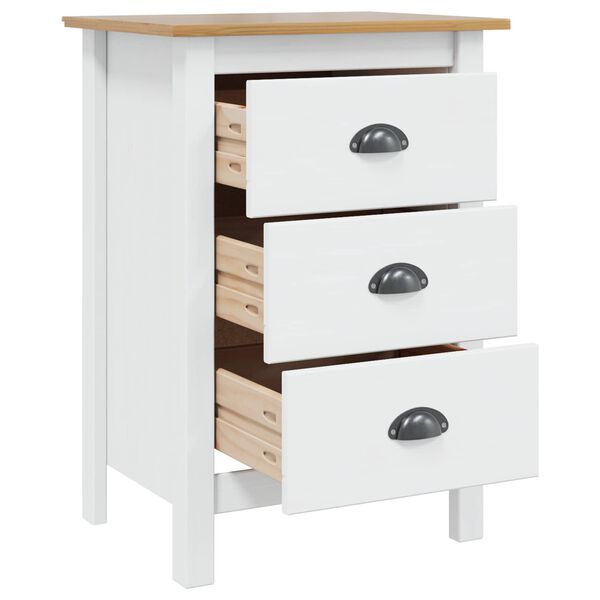 vidaXL Bedside Cabinet Hill White and Honey Brown 46 x 35 x 65 cm