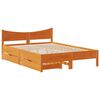 vidaXL Bed Frame with Drawers Wax Brown 140x200 cm Solid Wood Pine