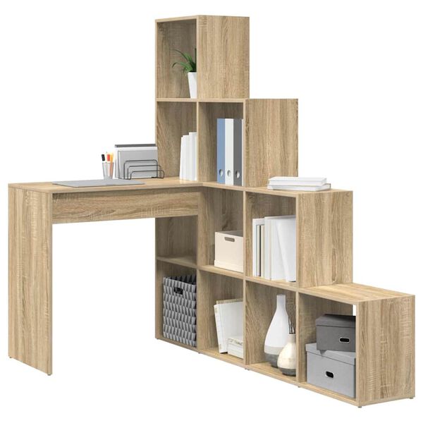 vidaXL Corner Desk Sonoma Oak 101.5 x 149.5 x 149.5 cm Engineered Wood