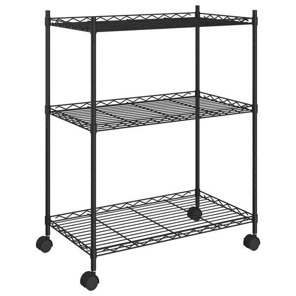 vidaXL 3-Tier Storage Rack with Wheels 60x35x81 cm Black 150 kg