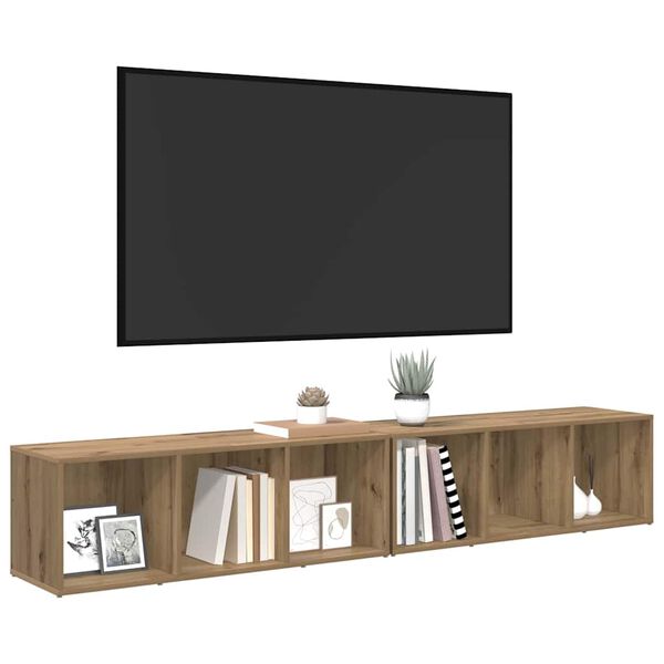 vidaXL TV Cabinet Set Wall-mounted 2 pcs Artisan Oak 37 x 35 x 107cm