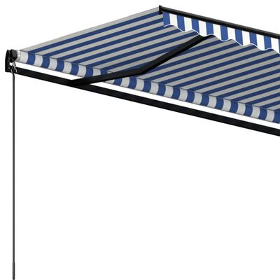 vidaXL Manual Retractable Awning 450x350 cm Blue and White