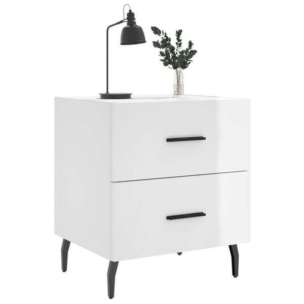 vidaXL Bedside Cabinets 2 pcs High Gloss White 40x35x47.5 cm Engineered Wood