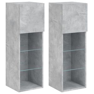 vidaXL TV Cabinets with LED Lights 2 pcs Concrete Grey 30.5x30x90 cm