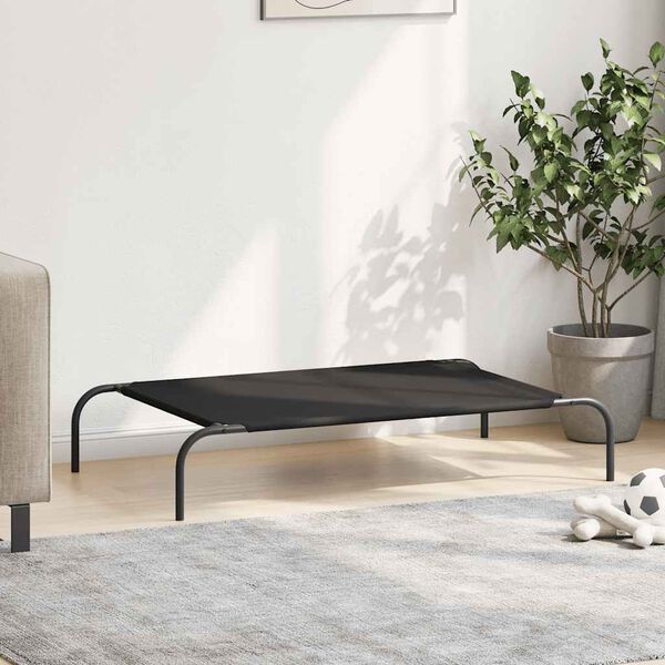 vidaXL Elevated Dog Bed Black 110x65x20 cm Oxford Fabric and Steel