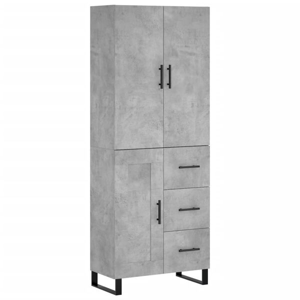 vidaXL Highboard Concrete Grey 69.5x34x180 cm Engineered Wood