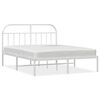 vidaXL Metal Bed Frame without Mattress with Headboard White 140x190cm