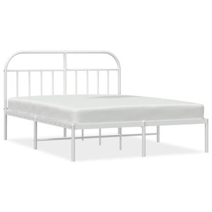 vidaXL Metal Bed Frame without Mattress with Headboard White 140x190cm