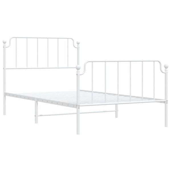 vidaXL Metal Bed Frame without Mattress with Footboard White 107x203cm