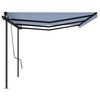 vidaXL Manual Retractable Awning with Posts 6x3 m Blue and White