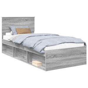 vidaXL Bed Frame Grey Sonoma 90 x 190 cm Solid Pine Wood