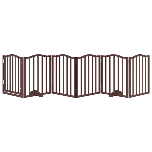 vidaXL Dog Gate with Door Foldable 6 Panels Brown Oak 300 cm Poplar Wood