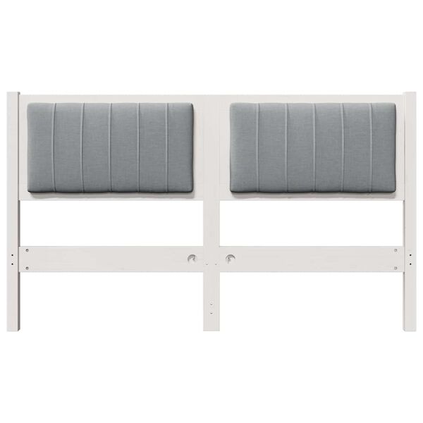 vidaXL Upholstered Headboard White 135 cm Solid Pine Wood